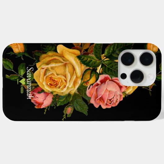 Floral Heirloom Rose Black Case-Mate iPhone Hülle (Rückseite (Horizontal))