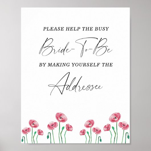 Floral helfe dem geschäftigen Brautadressen-Poster Poster (Vorne)