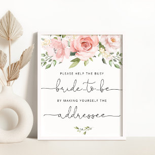 Floral helfe der geschäftigen Braut Adresse und Br Poster