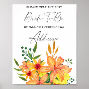 Floral helfen der geschäftigen Brautadresse Poster