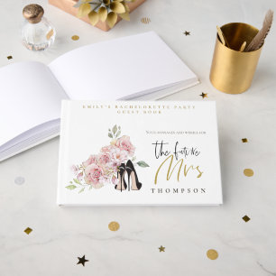 Floral Hen Party Future Frau Name Black Gold Scrip Gästebuch