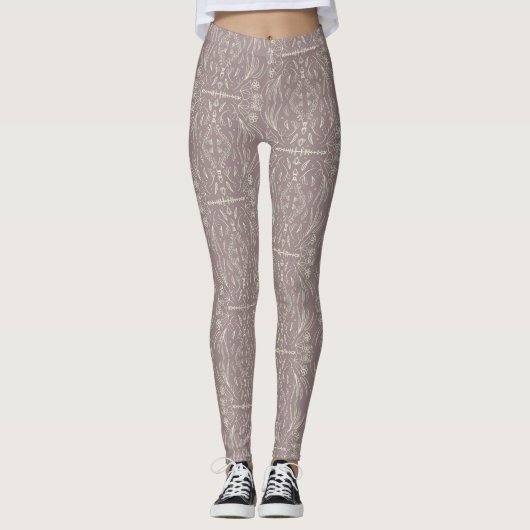 Floral Henna Mandala Blush Pink Leggings (Vorderseite)