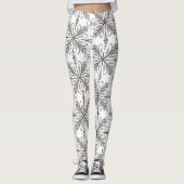 Floral Henna Mandala Schwarz-weiße Leggings (Vorderseite)