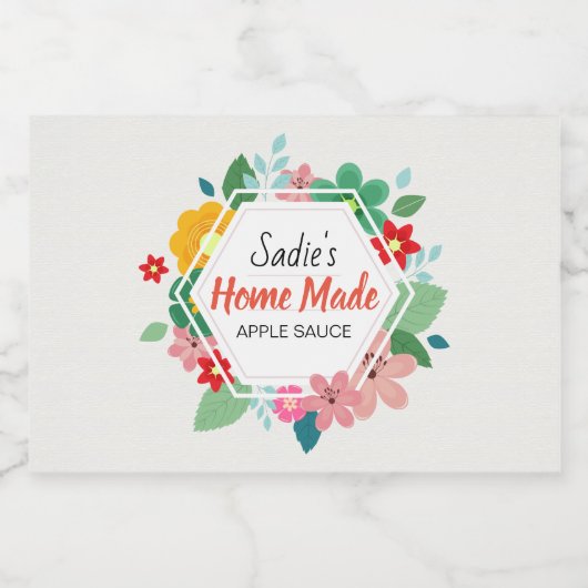 Floral Hexagon Apple Sauce Lebensmitteletikett (Einzelnes Label)