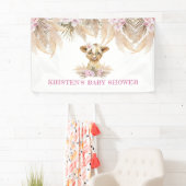 Floral Highland Cow Baby Dusche Willkommen Banner (Insitu)