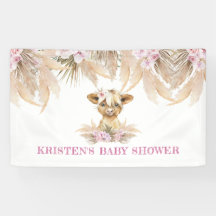 Floral Highland Cow Baby Dusche Willkommen
