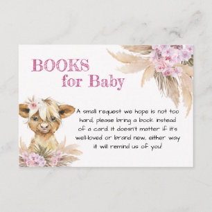 Floral Highland Cow Baby Showbücher für Baby Begleitkarte