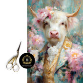Floral Highland Cow Barock Anzug Decoupage Seidenpapier