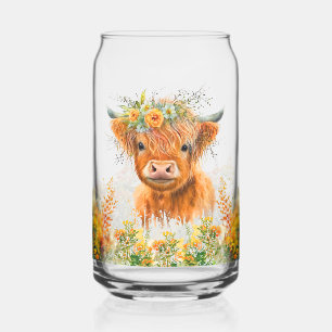 Floral Highland Cow Dosenglas