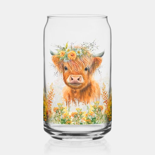 Floral Highland Cow Dosenglas (Links)