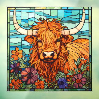Floral Highland Cow Farm Life Imitate festgehalten Fensteraufkleber