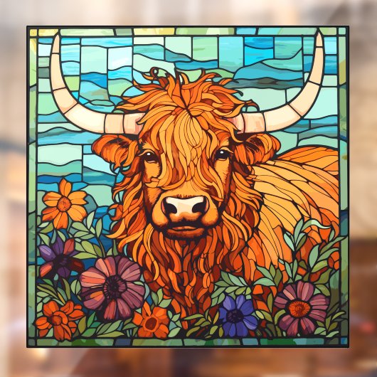 Floral Highland Cow Farm Life Imitate festgehalten Fensteraufkleber (Blatt 2)