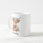 Floral Highland Cow Personalisierter Kaffee Kaffeetasse (Vorderseite Links)