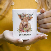 Floral Highland Cow Personalisierter Kaffee Kaffeetasse