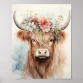 Floral Highland Cow Poster (Vorne)