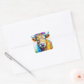 Floral Highland Cow Quadratischer Aufkleber (Umschlag)