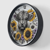Floral Highland Cow Uhr (Winkel)