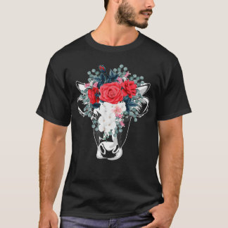 Floral Highland Kuh Heifer Daimler Farm Animal Wil T-Shirt