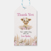 Floral Highland Kuh Vielen Dank für Ihre Unterstüt Geschenkanhänger (Vorderseite)