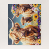 Floral Highland Kühe 16 x 20 Puzzle (Vertikal)
