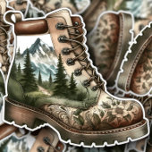 Floral Hiking Boot Vinyl Sticker | Die-Cut Sticker