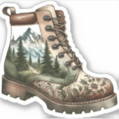 Floral Hiking Boot Vinyl Sticker | Die-Cut Sticker (Vorderseite)