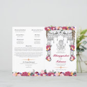 Floral Hindu Hochzeitfeier Faltprogramm (Stehend Vorderseite)