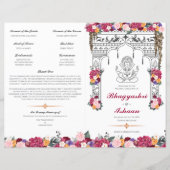 Floral Hindu Hochzeitfeier Faltprogramm (Vorderseite)