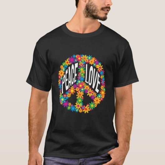 Floral Hippie Peace Sign Geschenk Frieden T-Shirt (Vorderseite)
