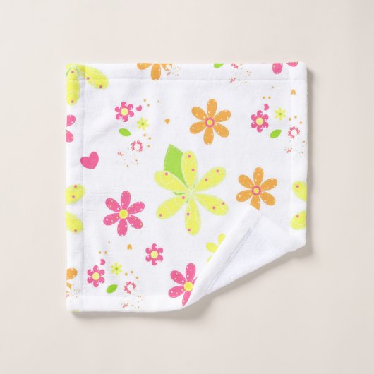 Floral Hippy Style Daisies Badhandtuch Set (Waschlappen)