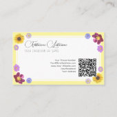 Floral Hochzeitssorte Blume Kalligrafie QR-Code Visitenkarte (Rückseite)