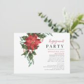 Floral Holiday Engagement Party Mistletoe Berries Einladung (Stehend Vorderseite)