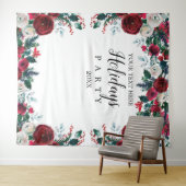 Floral Holiday Party photobooth backdrop Wandteppich (Beispiel (Horizontal))