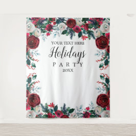 Floral Holiday Party photobooth backdrop  Wandteppich
