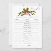 Floral Holly Christmas Brautparty Game Einladung (Vorderseite)