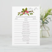 Floral Holly Christmas Brautparty Game Einladung (Stehend Vorderseite)