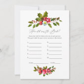 Floral Holly Christmas Brautparty Game Einladung (Vorderseite)