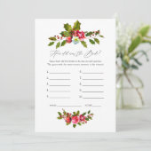Floral Holly Christmas Brautparty Game Einladung (Stehend Vorderseite)