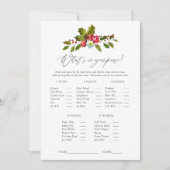 Floral Holly Christmas Brautparty Game Einladung (Vorderseite)