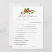 Floral Holly Christmas Brautparty Game Einladung (Vorderseite)