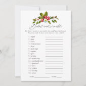 Floral Holly Christmas Brautparty Game Einladung (Vorderseite)