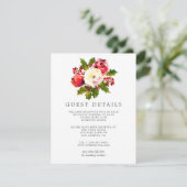 Floral Holly Christmas Guest Details Einladung (Stehend Vorderseite)