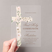 floral Holy cross First Communion Acryleinladungen (Insitu (Handheld))