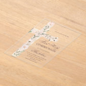 floral Holy cross First Communion Acryleinladungen (Ablage )