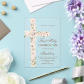 floral Holy cross First Communion Acryleinladungen (In Situ (Hochzeit))