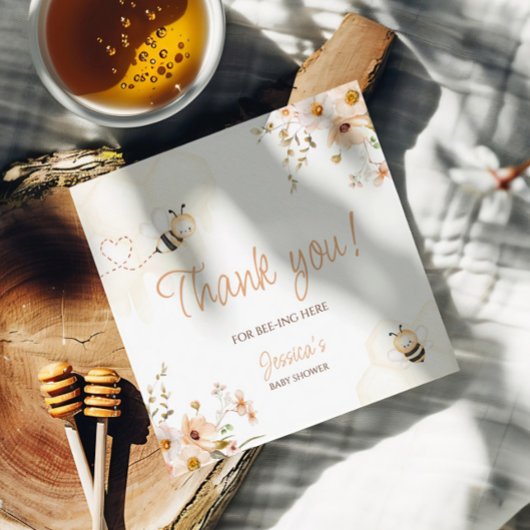 Floral Honey Bee Baby Dusche Danke Geschenkanhänger