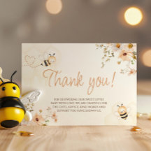 Floral Honey Bee Baby Dusche Danke Karte