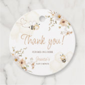 Floral Honey Bee Baby Dusche Danke Runde Geschenkanhänger (Vorderseite)