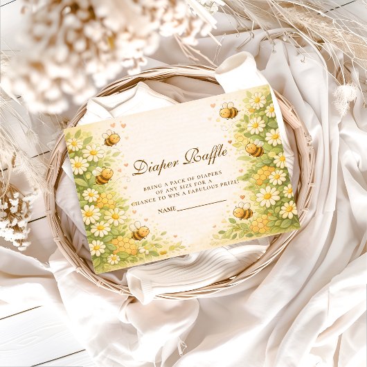 Floral Honey Bee Diapper Raffle Begleitkarte
