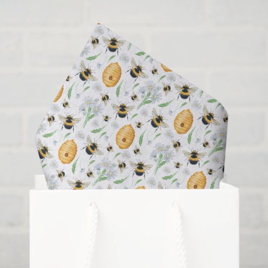 Floral Honey Bees Tissue Paper Seidenpapier (Geschenk Tasche)